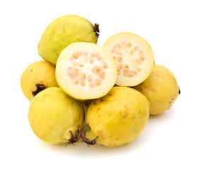 Guava Fruits And Slices Isolated on White Background