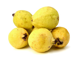 Yellow Guava Fruits Isolated on White Background