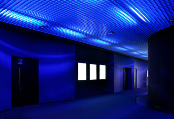 Multi-screen cinema corridor