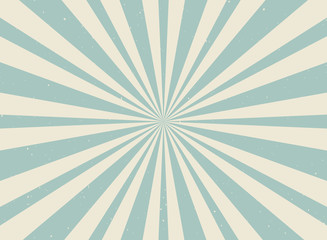 Sunlight wide retro faded background. Pale blue and beige color burst background.