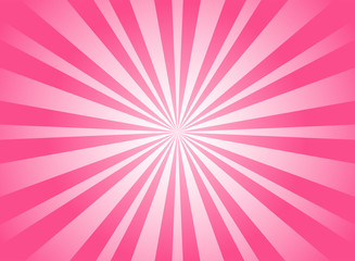 Sunlight horizontal background. Pink color burst background. Vector illustration.