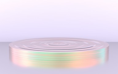 Fototapeta na wymiar 3d holographic rainbow podium minimal pastel studio background. Abstract 3d geometric shape object illustration render.