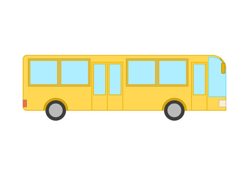 Flat style yellow bus. Isolated on white background