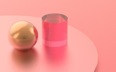 3d pink podium minimal pastel studio background. Abstract 3d geometric shape object illustration render.