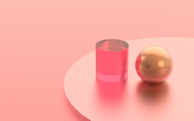 3d pink podium minimal pastel studio background. Abstract 3d geometric shape object illustration render.