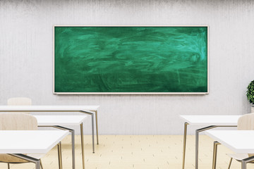 New classroom interior with empty blackboard