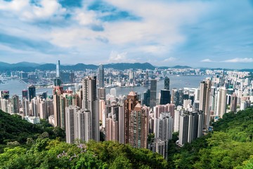 hong kong skyline - obrazy, fototapety, plakaty