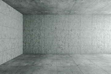 Concrete interior with copy space on wall.