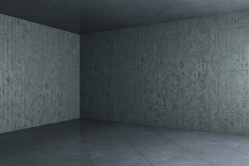 Minimalistic interior with copy space on concrete wall.