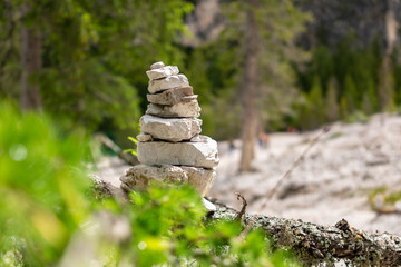 Fototapeta na wymiar staple of stones in nature