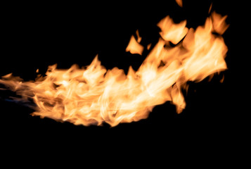 Fire flames on black background