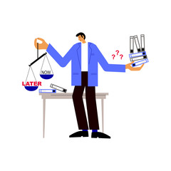 Procrastination and delaying working tasks concept. Man sitting in an office. © Ilona