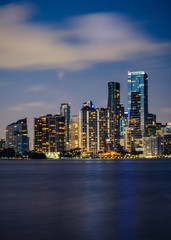 Fototapeta na wymiar miami Florida city skyline at night buildings 