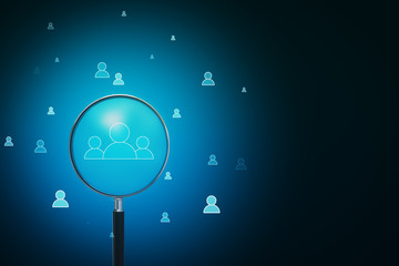 Magnifying glass search people network icons