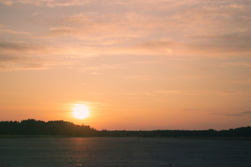 Sunset on an abandoned airfield road
