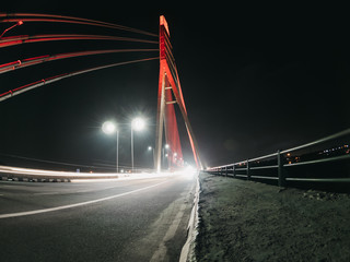 Obraz premium Signature Bridge is a cantilever spar cable-stayed bridge which spans the Yamuna river at Wazirabad section, connecting Wazirabad to East Delhi.