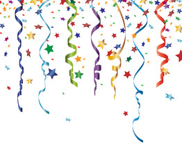 Colorful bright confetti isolated on transparent background. Festive vector illustration