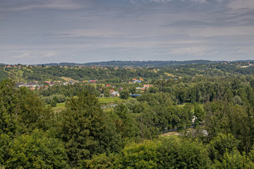 summer view of the small town of Dobczyce in Poland