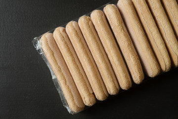 Ladies finger cookies in a package, savoiardi.