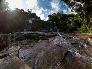 Waterfall in sunny day