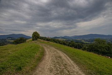 Fototapeta na wymiar summer landscape with Polish mountains on a cloudy day