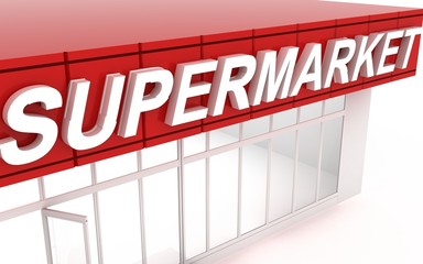 3D illustration of a supermarket