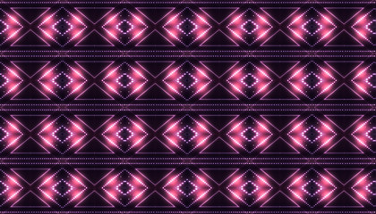 Abstract neon background. Neon geometric pattern. Dark background with lights and lines.