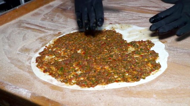 Turkish foods; Turkish pizza, lahmacun