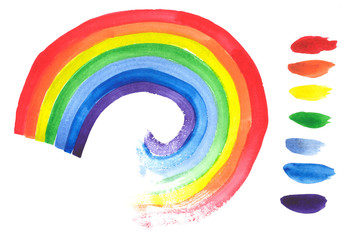 Rainbow watercolor illustration. Brush stroke