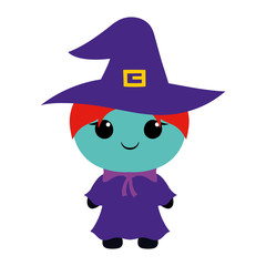 Isolated witch kuwaii colorful icon cute - Vector