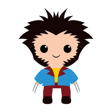 recommend clip art: Isolated wolverine kuwaii colorful icon cute - Vector