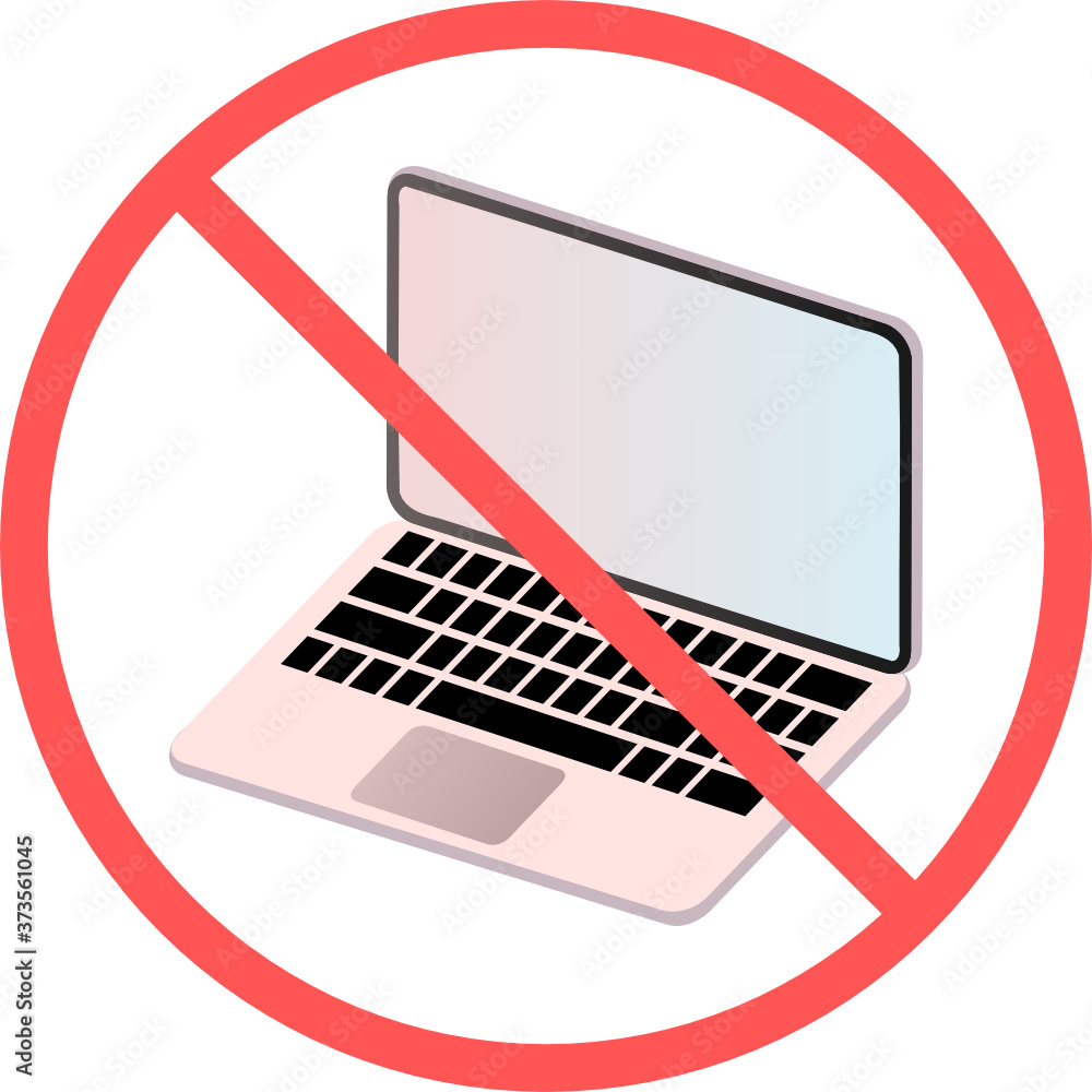 Poster no laptop sign or no computer technology flat vector icon isolated in white background for apps mobi