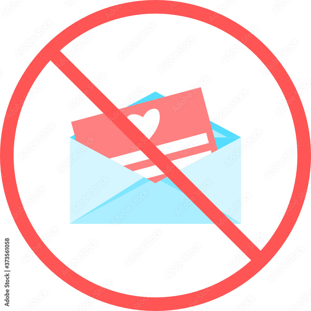 Poster no email sign or no love envelope flat vector icon isolated in white background for apps mobile, pri