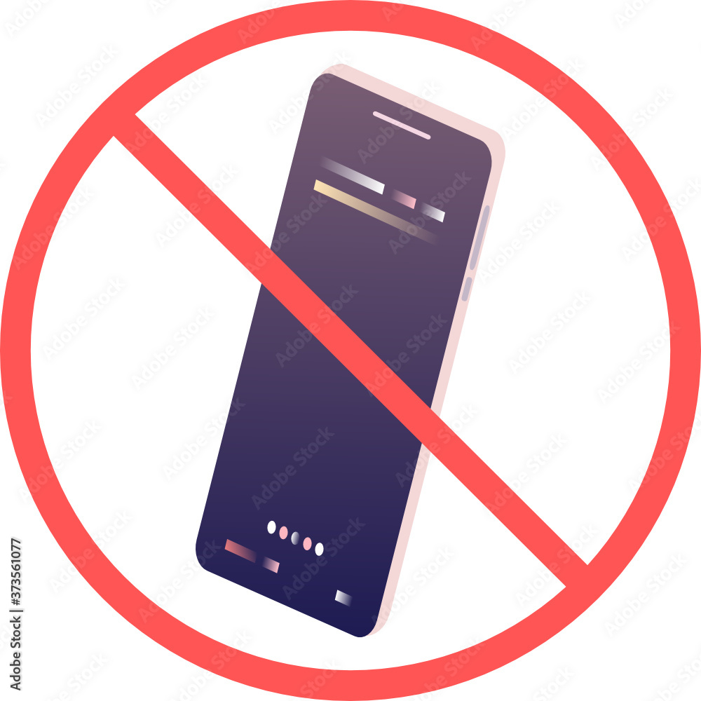 Poster no mobile phone device sign or no smartphone flat vector icon isolated in white background for apps 
