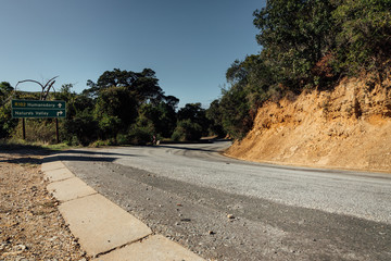 Road alongside mountain in South Africa, Western Cape.