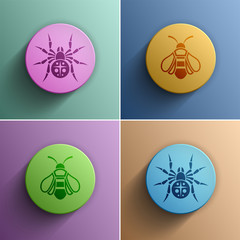 Bee and Spider abstract icon template, Flat style, Vector Eps 10