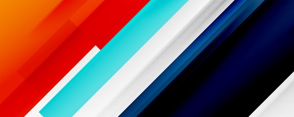 Geometric abstract backgrounds with shadow lines, modern forms, rectangles, squares and fluid gradients. Bright colorful stripes cool backdrops