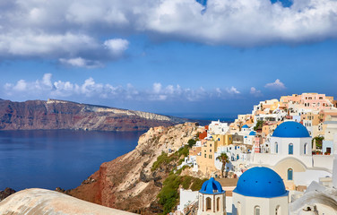 Santorini blue domes view in Oia