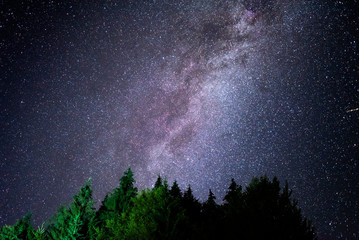 Starry sky. Milky Way galaxy. This long exposure astronomical photograph taken in the middle of the night.