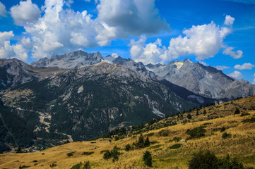 Image of  the Massif des Ecrins seen from the road climbing to Col du Granon.