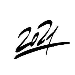 2021 year brush lettering isolated on a white background. Handwritten inscription