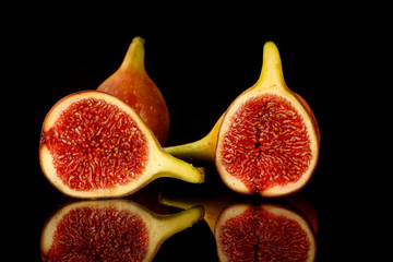 Fresh figs isolated on black background with clipping path
