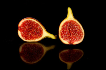 Fresh figs isolated on black background with clipping path