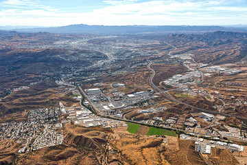 Above Nogales, Arizona looking into Nogales, Mexico