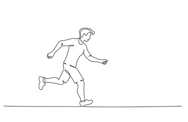 Happy running man. Continuous one line drawing.
