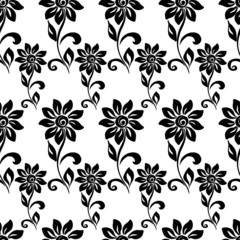 seamless pattern with a pattern of stylized flowers in monochrome colors,  ornament for wallpaper and fabric