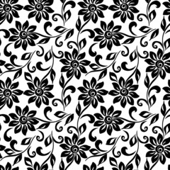 seamless pattern with a pattern of stylized flowers in monochrome colors,  ornament for wallpaper and fabric