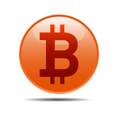 Bitcoin coin and logo. Vector outline illustration.