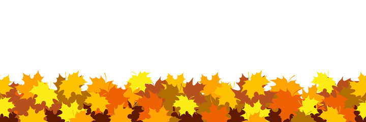 Seamless border with fallen maple leaves, autumn background