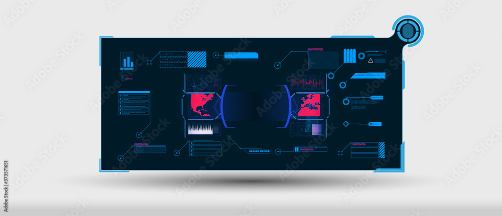 Aufkleber virtual reality. futuristic vr head-up display design. sci-fi helmet hud, gui,ui. futuristic display
